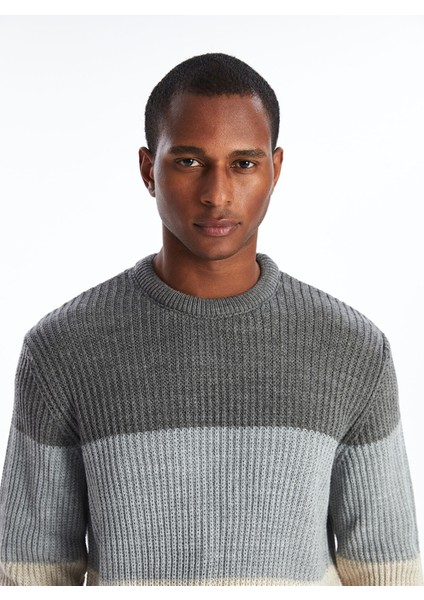 Yeni Sezon Bisiklet Yaka Uzun Kollu Renk Bloklu Erkek Triko Kazak modelleri