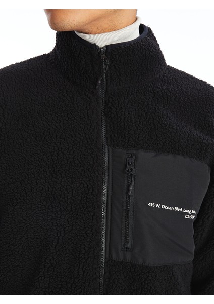 Yeni Sezon Dik Yaka Uzun Kollu Pelüş Erkek Fermuarlı Sweatshirt modelleri