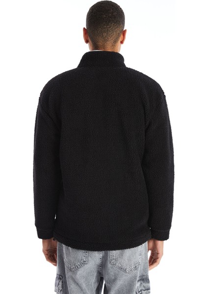 Yeni Sezon Dik Yaka Uzun Kollu Pelüş Erkek Fermuarlı Sweatshirt fırsatları
