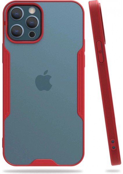 Ieg iPhone 12 Pro Max Kılıf Platin Silikon - Kırmızı