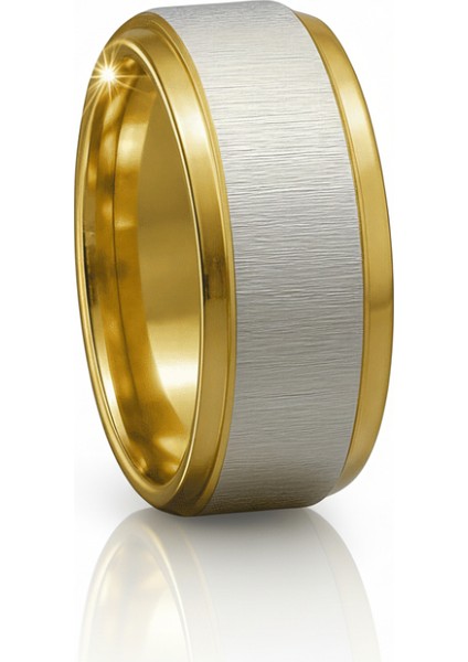 Altın ve Gümüş Renk 316L Kalite Paslanmaz Çelik Kadın Yüzük Alyans 24 Ölçü