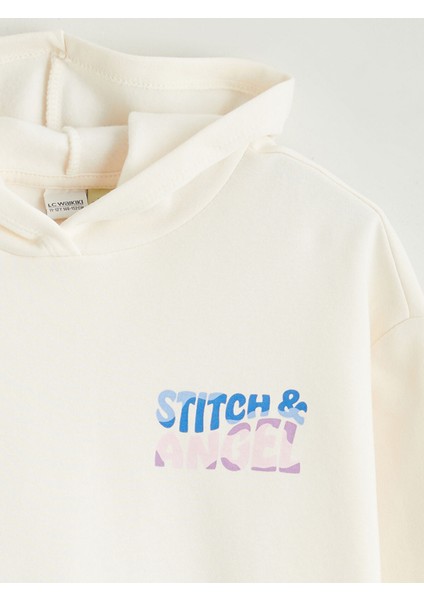 Yeni Sezon Stitch ve Angel Baskılı Kız Çocuk Kalın Sweatshirt modelleri