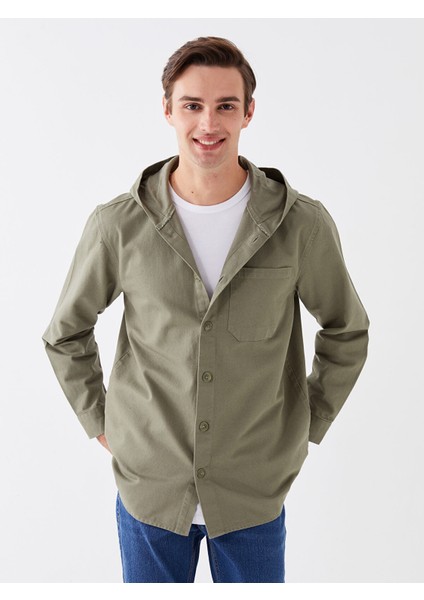 Yeni Sezon Kapüşonlu Rahat Kalıp Uzun Kollu Erkek Gömlek Ceket