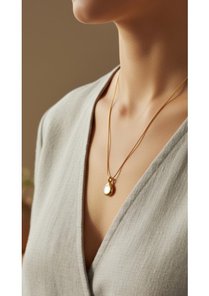 Çelik Damla Kolye Düz Zincirli Minimalist Kararmaz Kadın Takı fiyatları