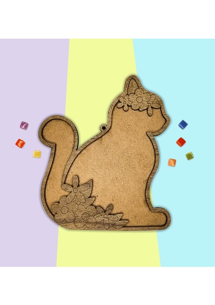 Çiçekli Kedi Mozaik Sanat Seti- Ahşap Figürlü Sanatsal Mozaik Çocuk Etkinlik Seti-Kendin Yap Seti fiyatları