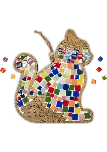 Çiçekli Kedi Mozaik Sanat Seti- Ahşap Figürlü Sanatsal Mozaik Çocuk Etkinlik Seti-Kendin Yap Seti modelleri