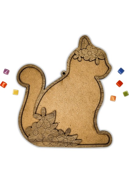 Çiçekli Kedi Mozaik Sanat Seti- Ahşap Figürlü Sanatsal Mozaik Çocuk Etkinlik Seti-Kendin Yap Seti fırsatları