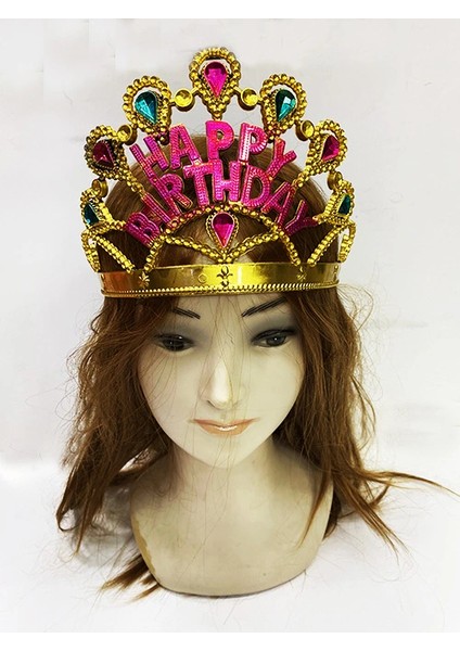 Ieg® Altın Renk Happy Birthday Yazılı Doğum Günü Tacı 60 cm (4887)