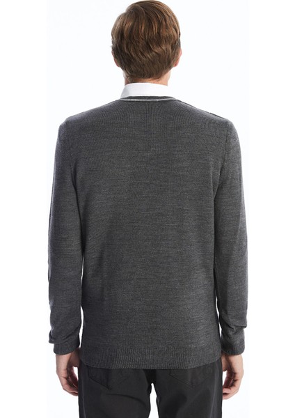 Yeni Sezon V Yaka Uzun Kollu Erkek Triko Kazak fırsatları