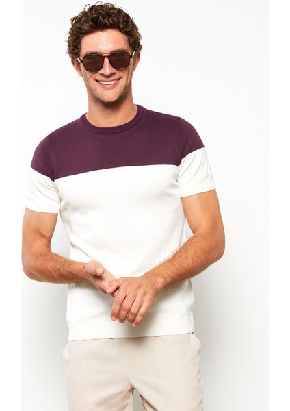 Yeni Sezon Bisiklet Yaka Kısa Kollu Renk Bloklu Erkek Triko Kazak modelleri