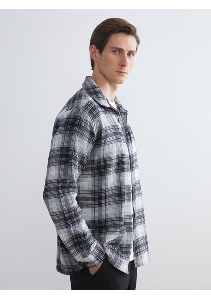 Yeni Sezon Regular Fit Uzun Kollu Ekose Gabardin Erkek Gömlek