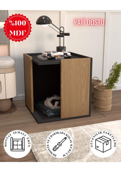 Pati Dostu Ikili Konfor Sehpa Safir Meşe | %100 Mdf