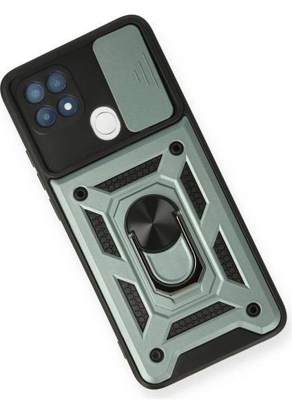 Oppo A15 Kılıf Pars Lens Yüzüklü Silikon - Yeşil modelleri