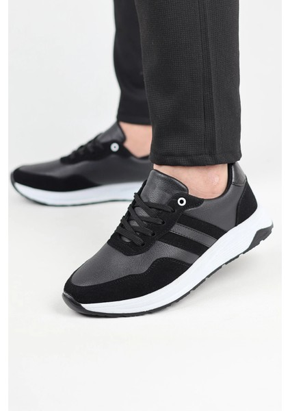 Siyah Erkek Spor Sneaker Ayakkabı Ortopedik Tabanlı D011 fiyatları