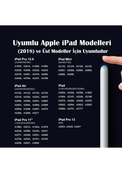 Apple Ipad A16 Air 6/7/8/9/10/11/12. Nesil Avuç Içi Red Özellik Palm Rejection Tablet Kalemi Stylus Yazı Çizim Pen fiyatları