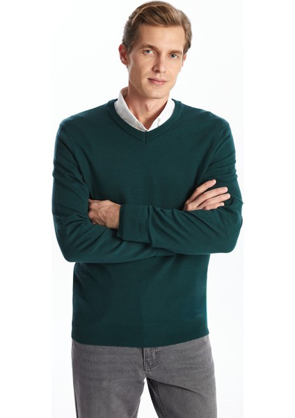 Yeni Sezon V Yaka Uzun Kollu Erkek Triko Kazak