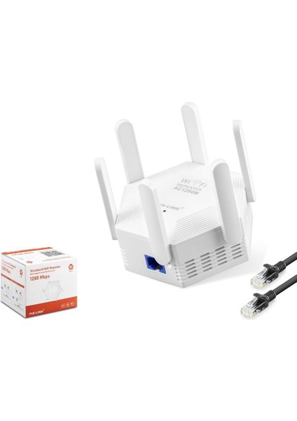 WR56T Wifi Repeater 1200MBPS Beyaz Çift Bant Wi-Fi 2.4 Ghz ve 5 Ghz Wps Desteği