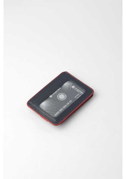 Hakiki Deri Minimalist Kartlık – 2521 - Lacivert/kırmızı fırsatları