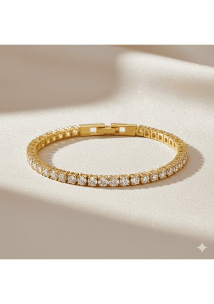 Kadın Su Yolu Xuping Bileklik - Sıralı Beyaz Zirkon Taş - Altın Renk fırsatları
