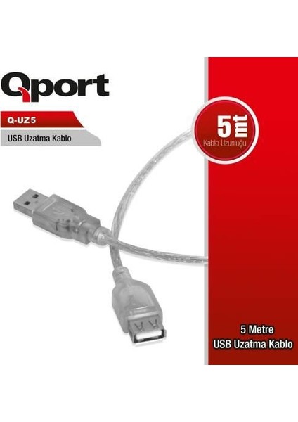 Qport Q-Uz5 USB 2.0 USB Uzatma Kablosu 5 mt