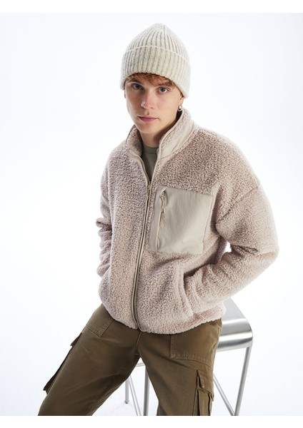 Yeni Sezon Dik Yaka Uzun Kollu Pelüş Erkek Fermuarlı Sweatshirt