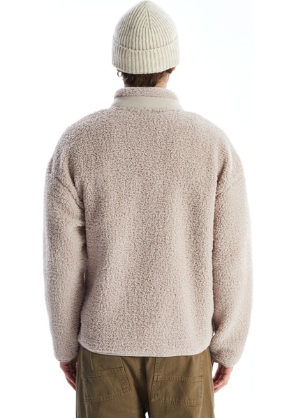 Yeni Sezon Dik Yaka Uzun Kollu Pelüş Erkek Fermuarlı Sweatshirt fırsatları