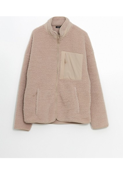 Yeni Sezon Dik Yaka Uzun Kollu Pelüş Erkek Fermuarlı Sweatshirt indirimleri