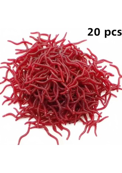 20 Adet Kokulu Silikon Balık Yemi Gerçek Görünümlü Suni Yapay Solucan