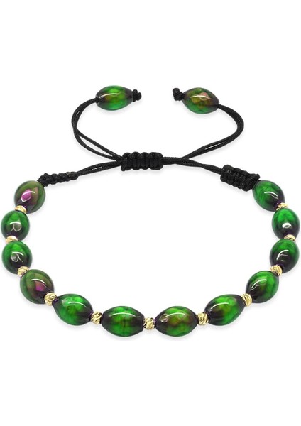 Makrome Örgülü Arpa Kesim Dorika Top Süslemeli His Taşı Doğaltaş Kadın Bileklik