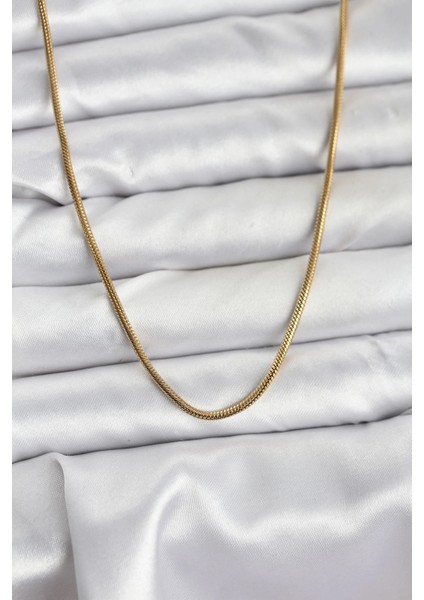 Heyf 316L Çelik Zincir Gold Renk 60 cm Yılan Zincir Kadın Kolye