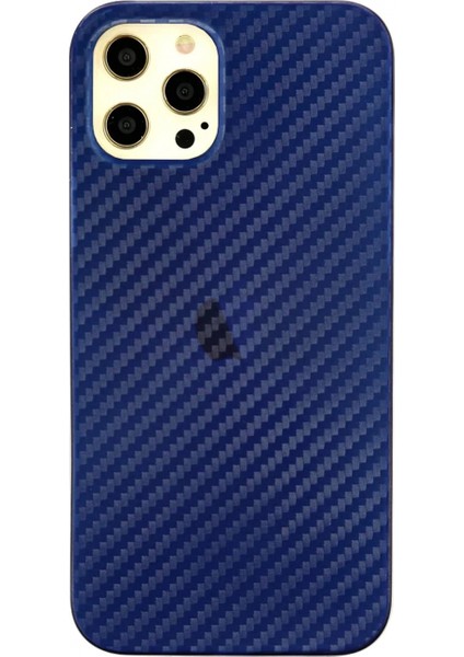 Ieg iPhone 12 Pro Max Kılıf Karbon Pp Silikon - Mavi