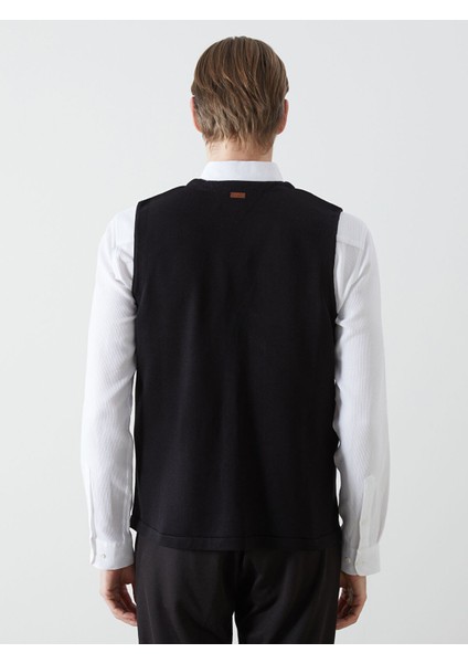 Yeni Sezon Standart Kalıp V Yaka Erkek Triko Yelek fırsatları