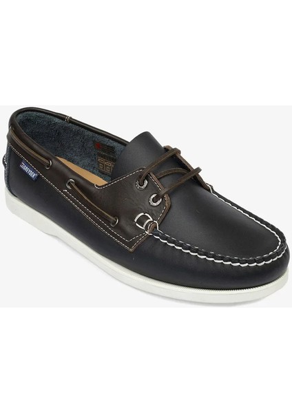 Erkek Lacivert Kahverengi Hakiki Deri Marine Ayakkabı 5Y1CA67630