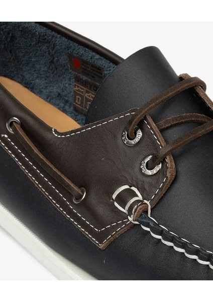 Erkek Lacivert Kahverengi Hakiki Deri Marine Ayakkabı 5Y1CA67630