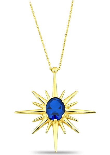 14 Ayar Altın Kutup Yıldızı Safir Kolye fırsatları