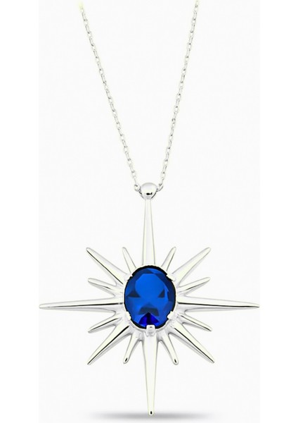 14 Ayar Altın Kutup Yıldızı Safir Kolye indirimleri