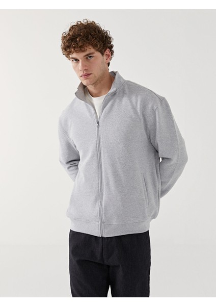 Yeni Sezon Dik Yaka Uzun Kollu Erkek Kalın Fermuarlı Sweatshirt