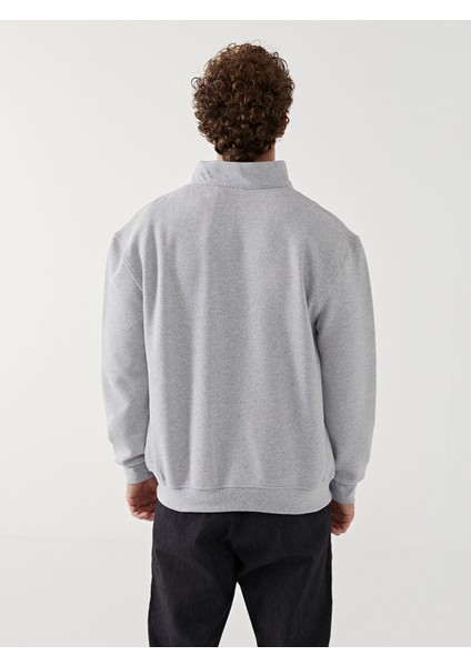 Yeni Sezon Dik Yaka Uzun Kollu Erkek Kalın Fermuarlı Sweatshirt fırsatları