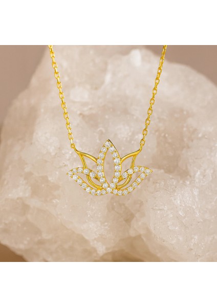 14 Ayar Altın Lotus Çiçeği Kolye modelleri