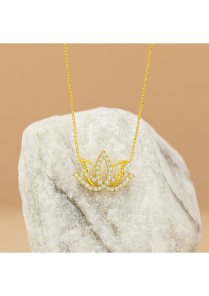 14 Ayar Altın Lotus Çiçeği Kolye fırsatları