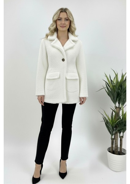 Yeni Sezon Kadın Peluş Astarlı Mont KS2561 Beyaz - S fiyatları