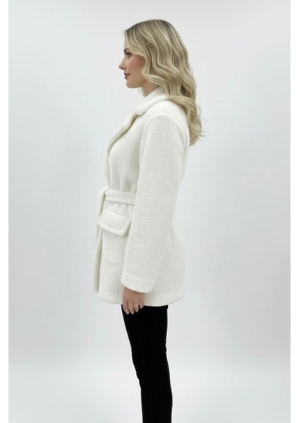 Yeni Sezon Kadın Peluş Astarlı Mont KS2561 Beyaz - S modelleri