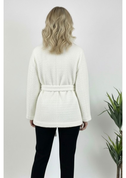 Yeni Sezon Kadın Peluş Astarlı Mont KS2561 Beyaz - S fırsatları