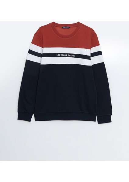 Yeni Sezon Bisiklet Yaka Uzun Kollu Renk Bloklu Erkek Sweatshirt indirimleri