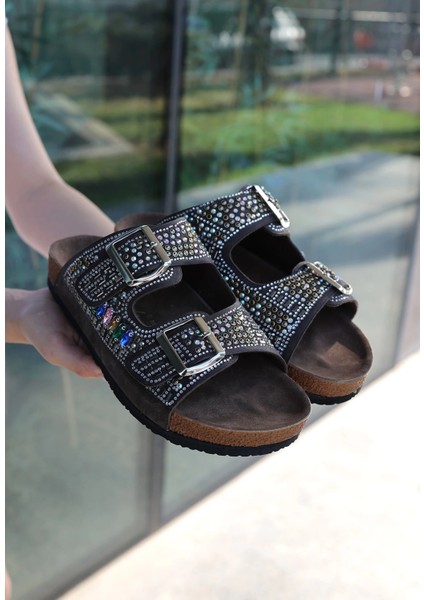 Edaj Kahverengi Nubuk Boncuk Işlemeli Terlik indirimleri