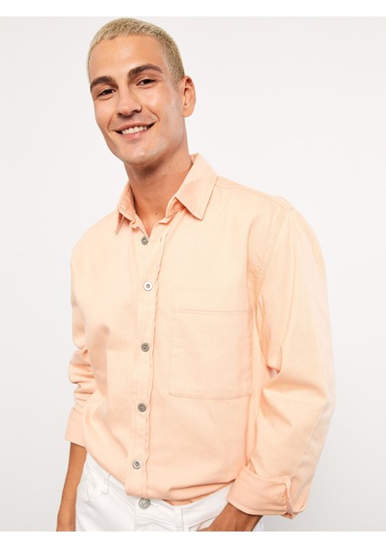 Yeni Sezon Regular Fit Uzun Kollu Gabardin Erkek Gömlek Ceket