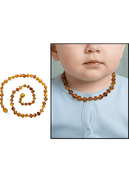 Soft Bal Rengi Doğal Damla Kehribar Taşlı Bebek Diş Kolyesi fiyatları