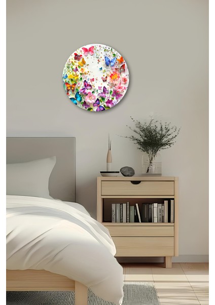 3D Görünümlü Temperli Cam Tablo – Çiçek ve Kelebek Temalı Duvar Süsü Uv Baskı 33X33 CM-CDS138 fırsatları