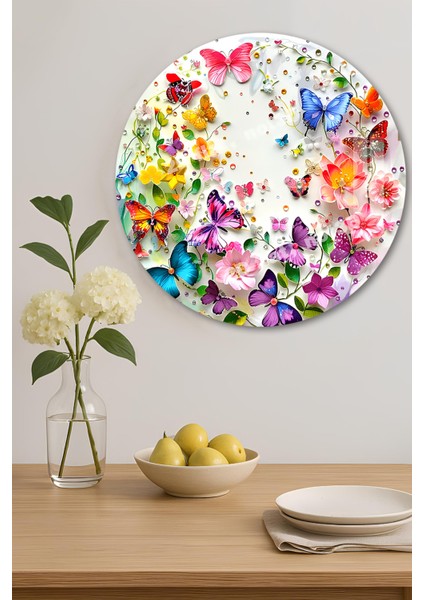 3D Görünümlü Temperli Cam Tablo – Çiçek ve Kelebek Temalı Duvar Süsü Uv Baskı 33X33 CM-CDS138 indirimleri