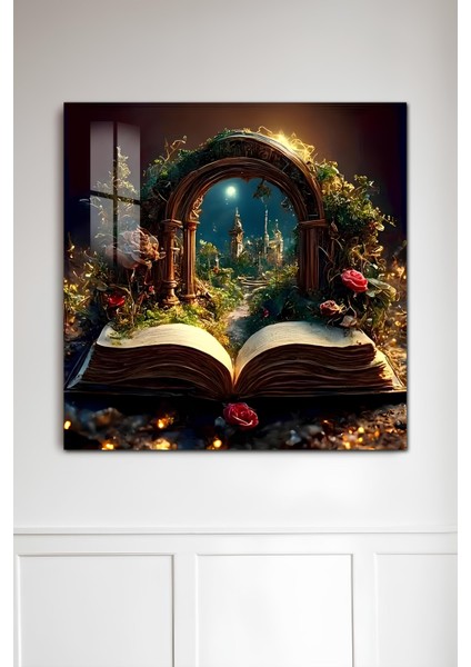 3D Görünümlü Temperli Cam Tablo – Fantastik Kitap Kapısı Uv Baskı 33X33 CM-CTK116 fiyatları